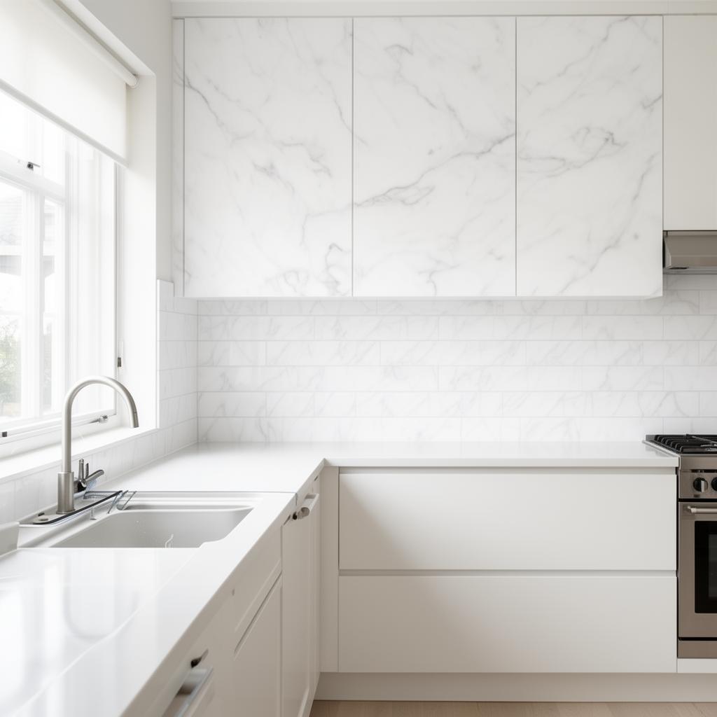 Keuken tegels wrappen met marmer-look tegelfolie - professioneel resultaat